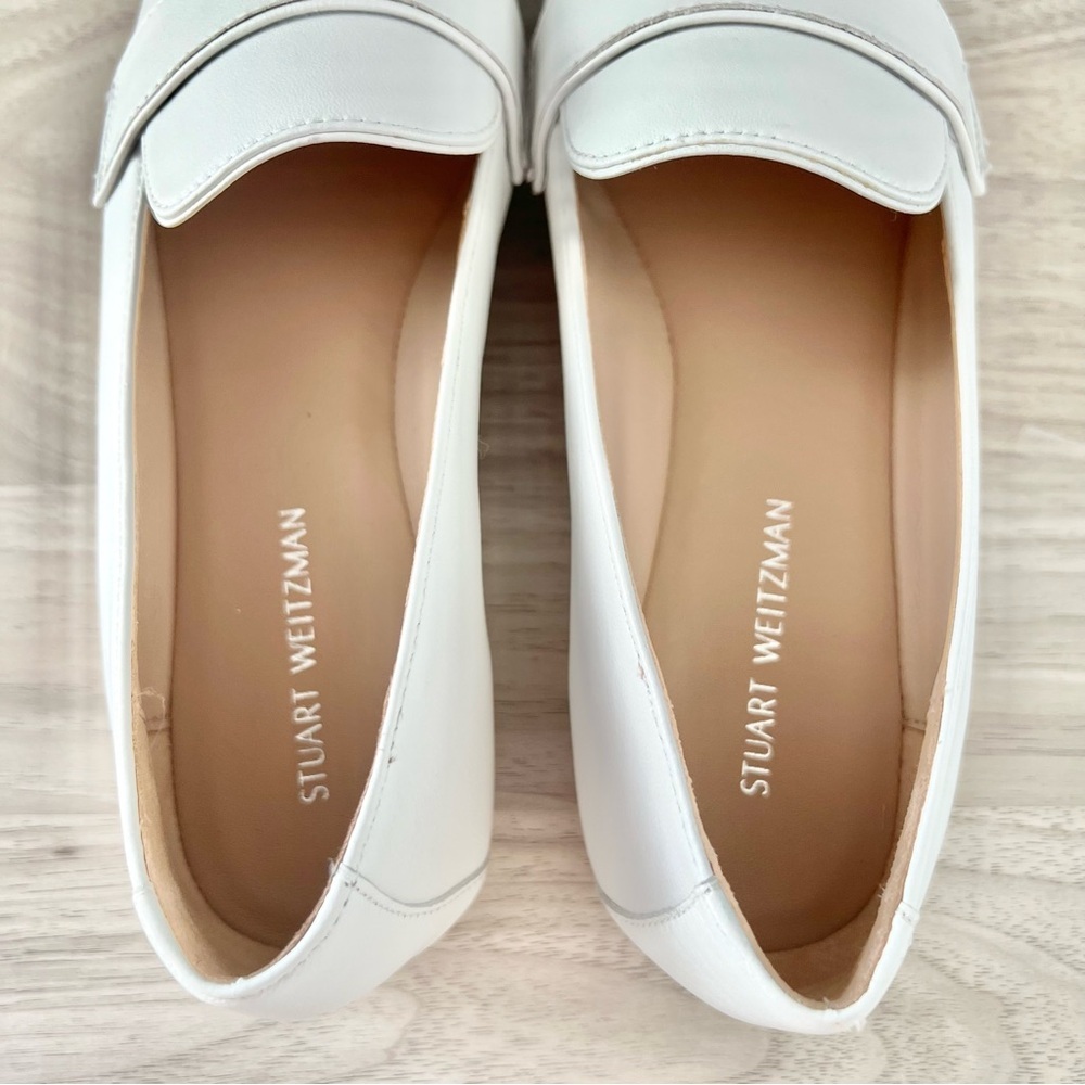 Stuart Weitzman Payson Leather Loafers | White | Size 5 - Picture 9 of 11